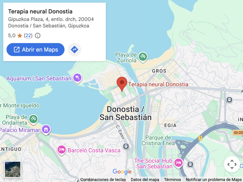 mapa de acceso a google maps terapia neural donostia
